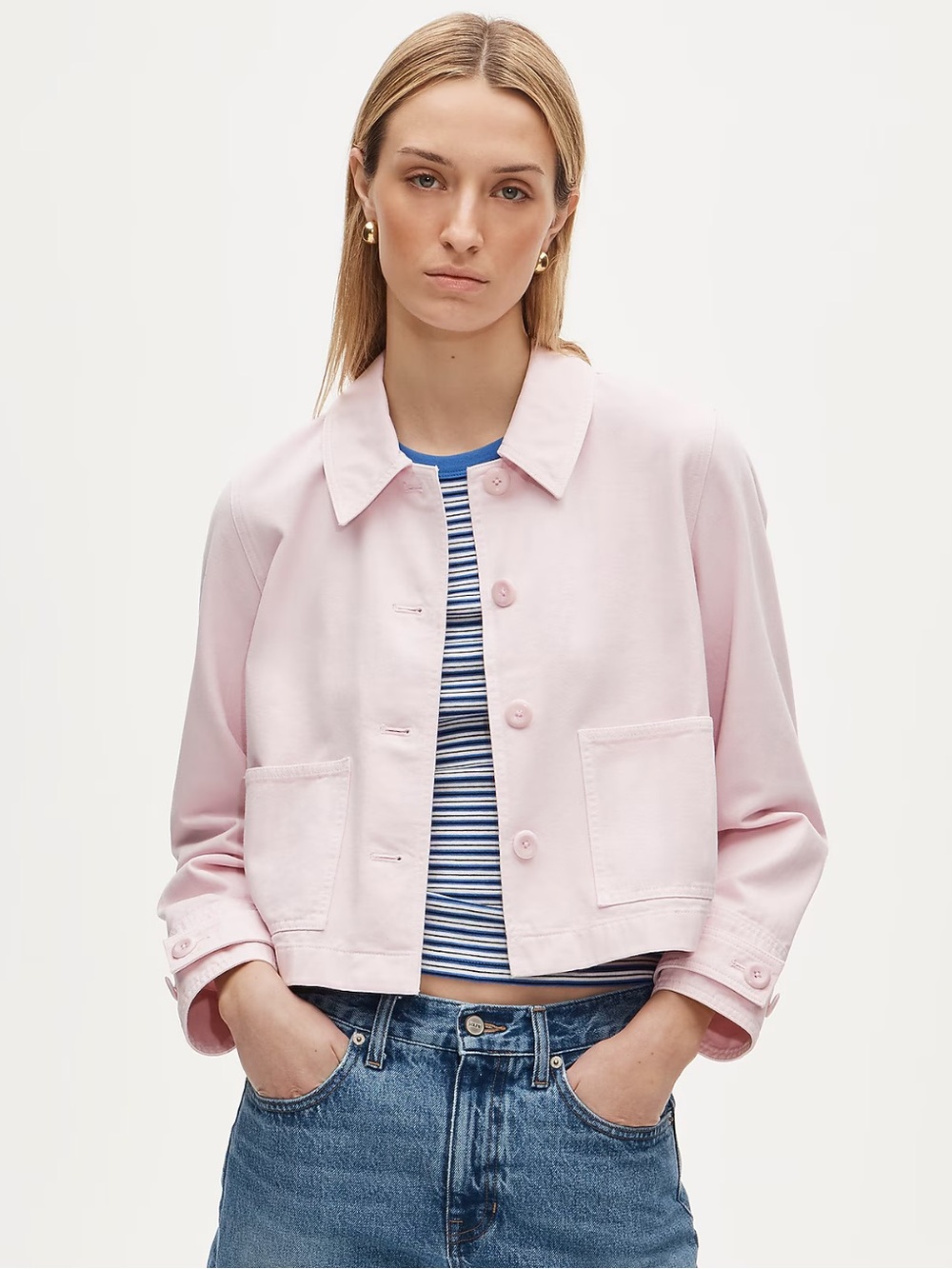 J. Crew Light Pink Cropped Barn Jacket